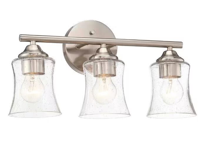 Pia Ricco 17.69 in. 3-Light Bathroom Light Fixtures Brushed Nickel Vanity Light