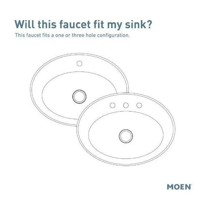 Moen 84484BL Laken 1 Handle One Hole Bathroom Faucet With Drain - Matte Black