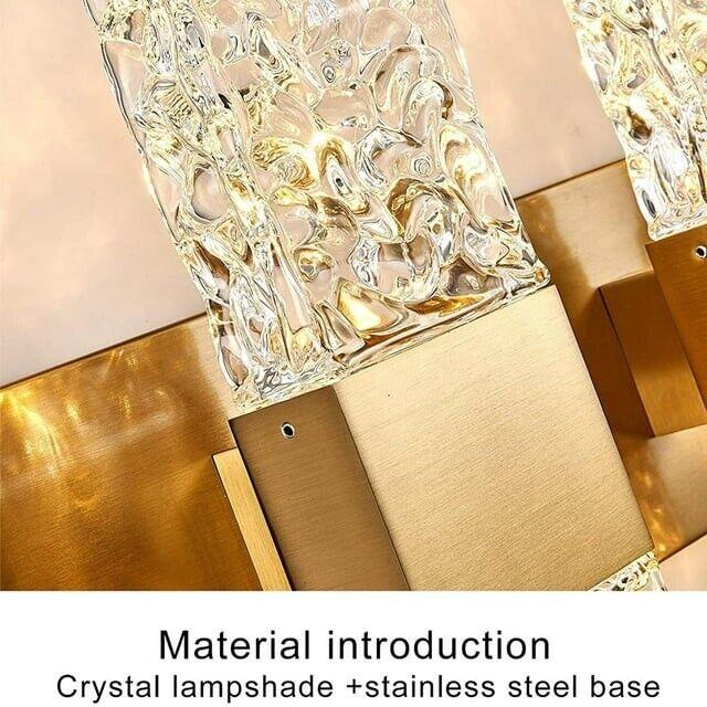 KAISITE 4000K LED Crystal Wall Sconces 3-Light Gold Vanity Lights