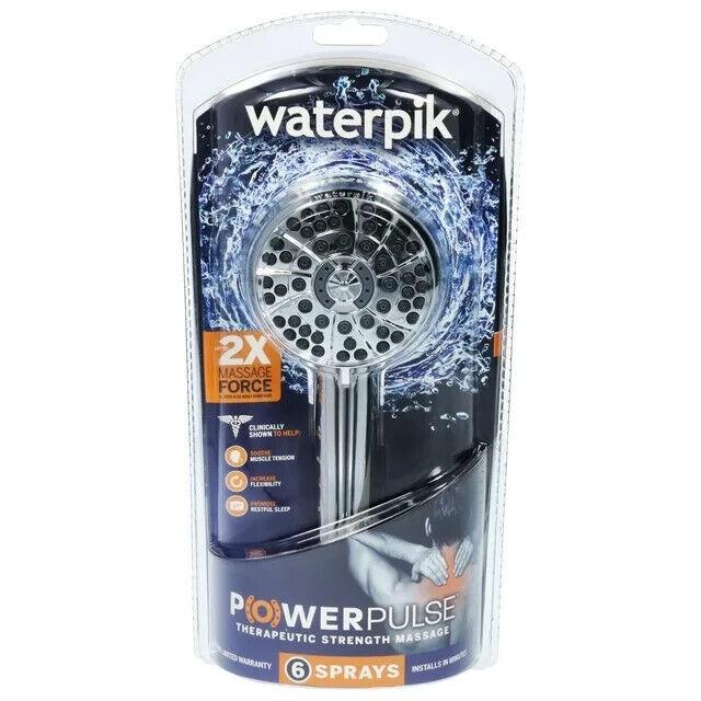 Waterpik XAS-643E PowerPulse Chrome 6-Setting Handheld Showerhead 1.8 GPM