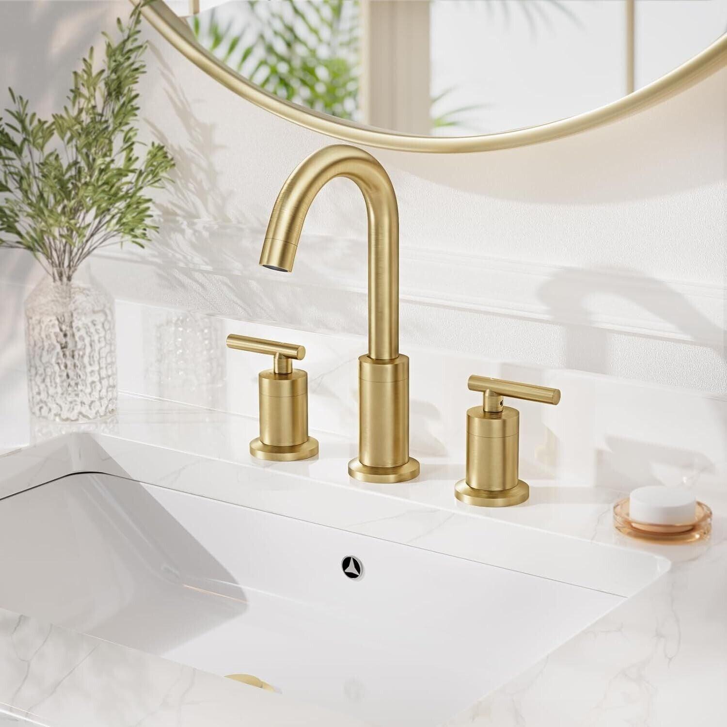 Phiestina 8 in Widespread 2-Handle Bathroom Faucet in Brushed Gold WF003-1-BG