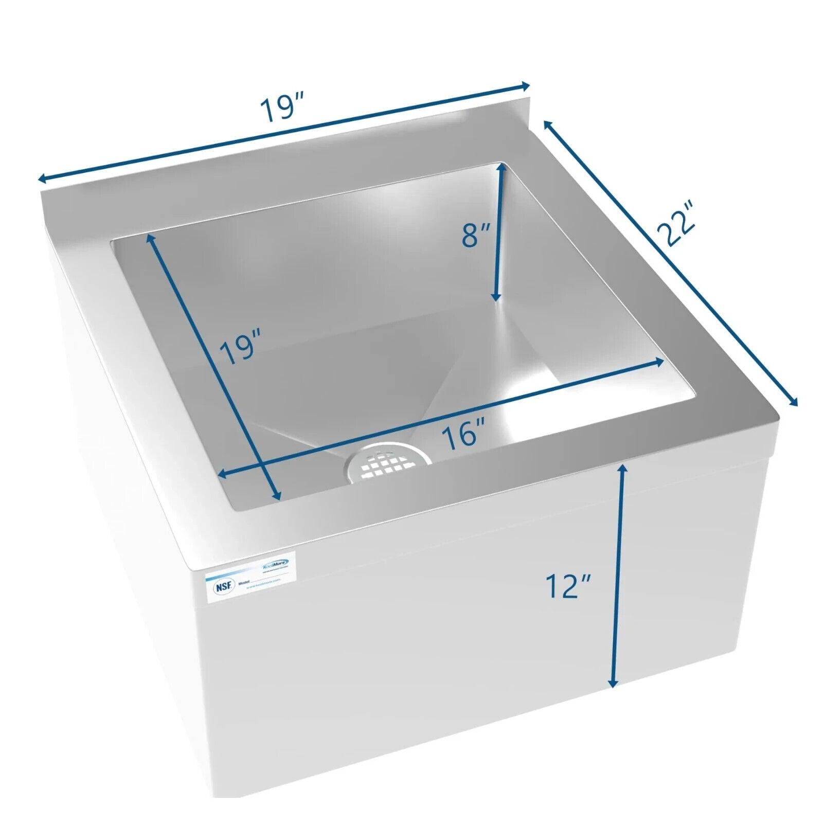 Koolmore MPS-1922123 Stainless Steel Commercial Mop Sink 22&quot;W X 19&quot;D X 12&quot;H