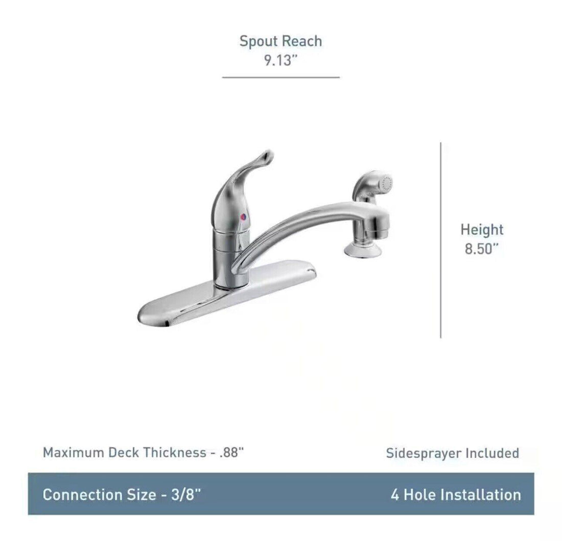 Moen 67434 Chateau 1-Handle Kitchen Faucet with Integrated Side Spray Chrome