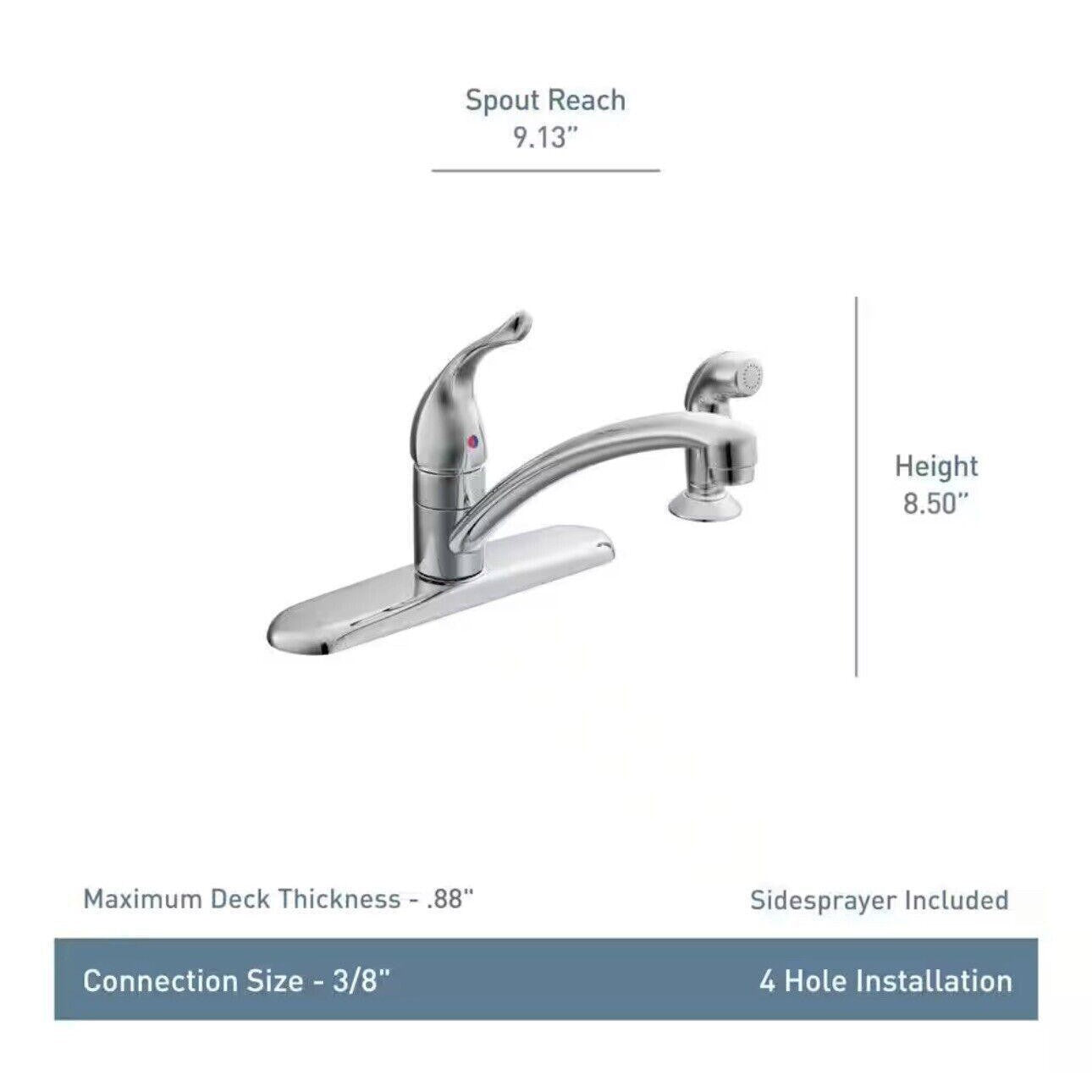 Moen 67434 Chateau 1-Handle Kitchen Faucet with Integrated Side Spray Chrome