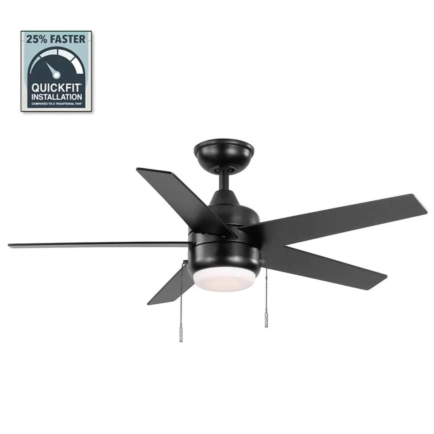 Hampton Bay Mena 44&quot; LED Indoor/Outdoor Matte Black Ceiling Fan Light Kit - Like New