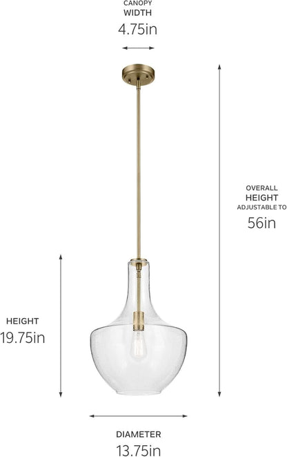 KICHLER Everly 19.75&quot; 1 Light Bell Pendant Clear Glass Natural Brass - Like New