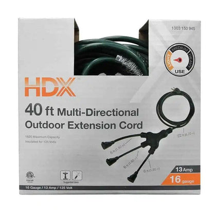 HDX 40 ft. 16/3 Multi-Directional Outdoor Extension Cord, Green