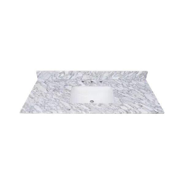 HDC 49 in. W x 22 in D Marble White Rectangular Single Sink Vanity Top in White