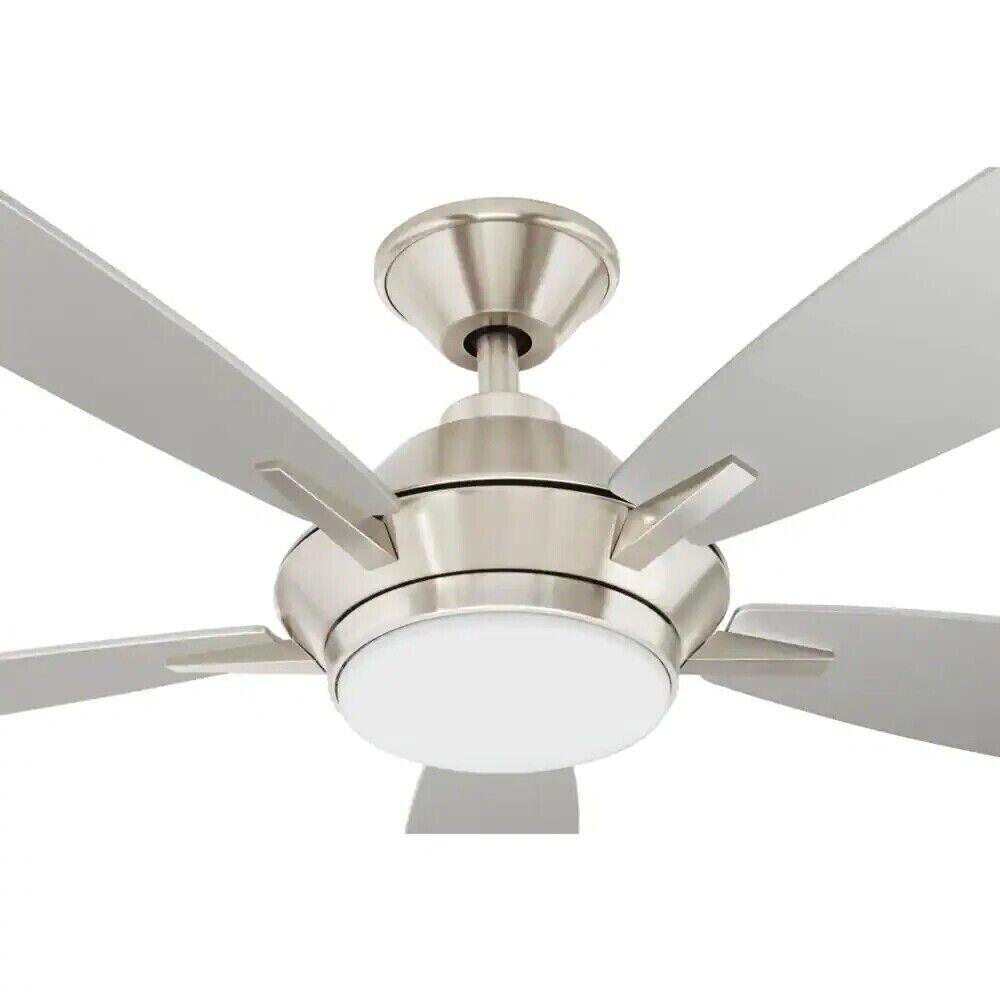 HOME DECORATORS Wilmington 52 in. LED Brushed Nickel Ceiling Fan, Light, Remote