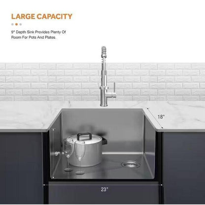 Glacier Bay Tight Radius 23 in. Undermount Single Bowl 18 Gauge Kitchen Sink