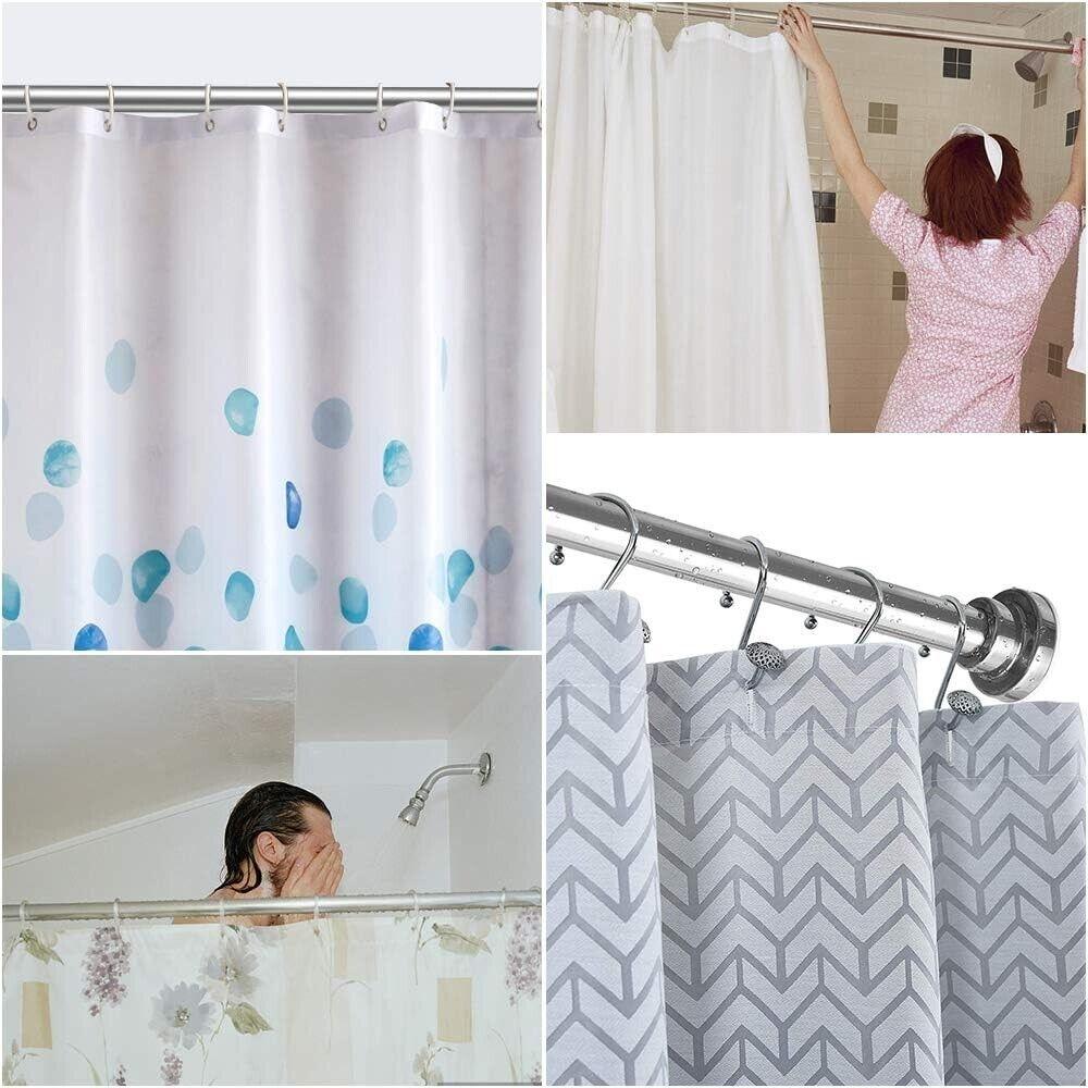 TEECK Shower Curtain Rod, 40-73 inch Adjustable Tension Spring, Shower Curtain