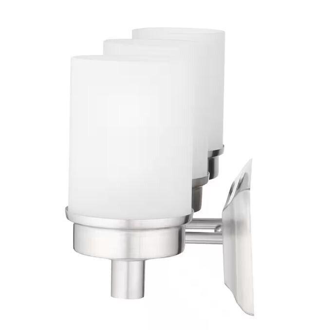 Hampton Bay Cade 3-Light 20.25 in. Brushed Nickel Vanity Light w/ Frosted Glass - Like New