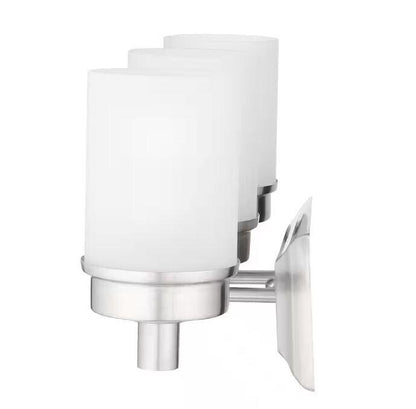 Hampton Bay Cade 3-Light 20.25 in. Brushed Nickel Vanity Light w/ Frosted Glass - Like New