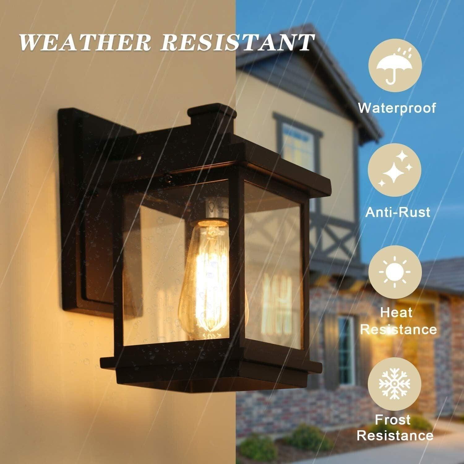 LALUZ Rectangle Outdoor Farmhouse Weather-Proof With Clear Glass Shade A03156