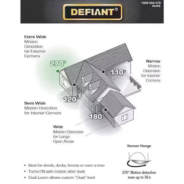 Defiant 270-Degree Motion Battery Powered Outdoor Dusk to Dawn LED Flood Light - Like New