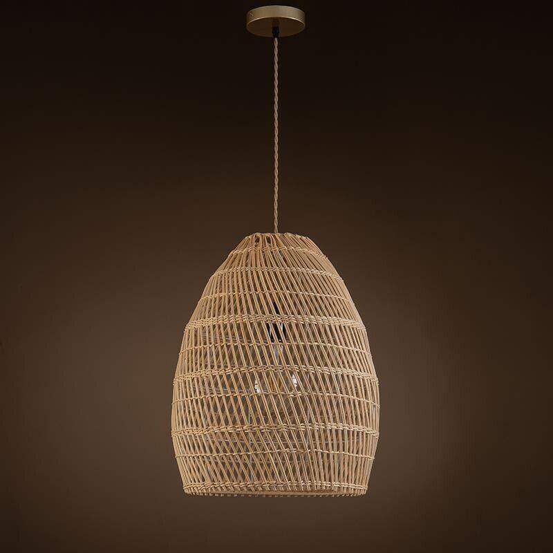 ELE Light &amp; Decor Bamboo and Rattan Veremund Light Bell Pendant Light in Tan