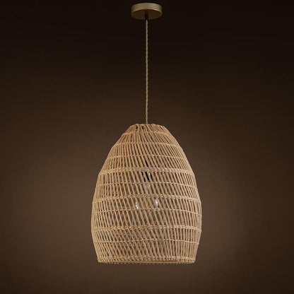 ELE Light &amp; Decor Bamboo and Rattan Veremund Light Bell Pendant Light in Tan