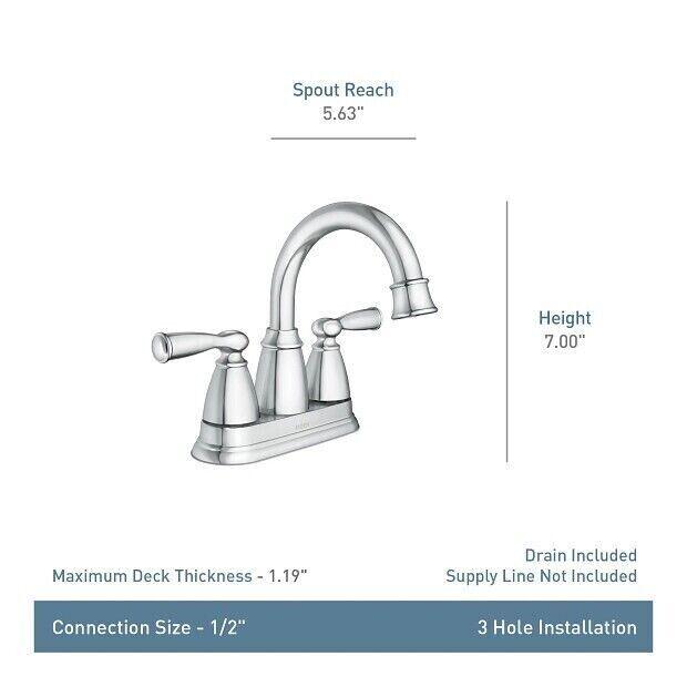 Moen 84943 Banbury Two Handle High Arc Bathroom Faucet, Chrome