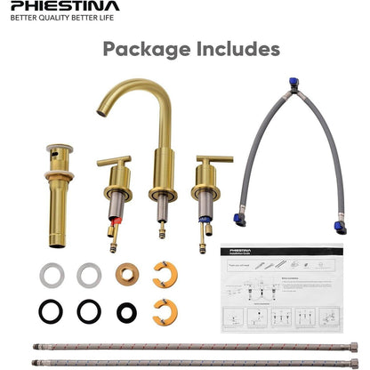 Phiestina 8 in Widespread 2-Handle Bathroom Faucet in Brushed Gold WF003-1-BG