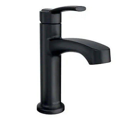 Moen 84484BL Laken 1 Handle One Hole Bathroom Faucet With Drain - Matte Black