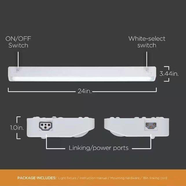 ProLink Hardwired 18 in. LED White Under Cabinet Light, 3 Color Temperature