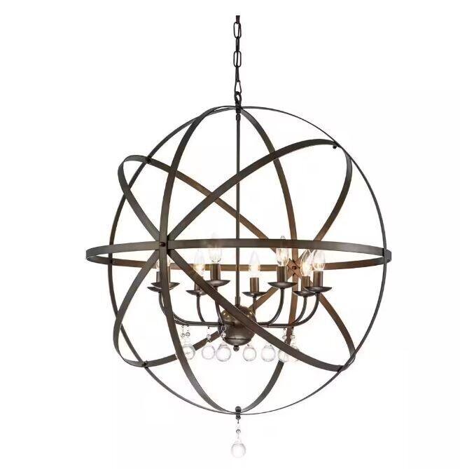 EDISLIVE Kinsler 8-Light Globe Chandelier in Antique Bronze with Crystal