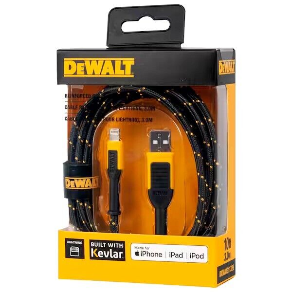 DEWALT Reinforced Braided iPhone Cable  10 ft.