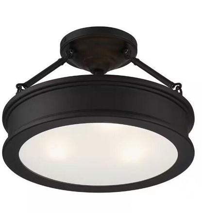 Home Decorators Collection Grafton 15 in. 3-Light Coal Semi-Flush Mount Ceiling - Like New