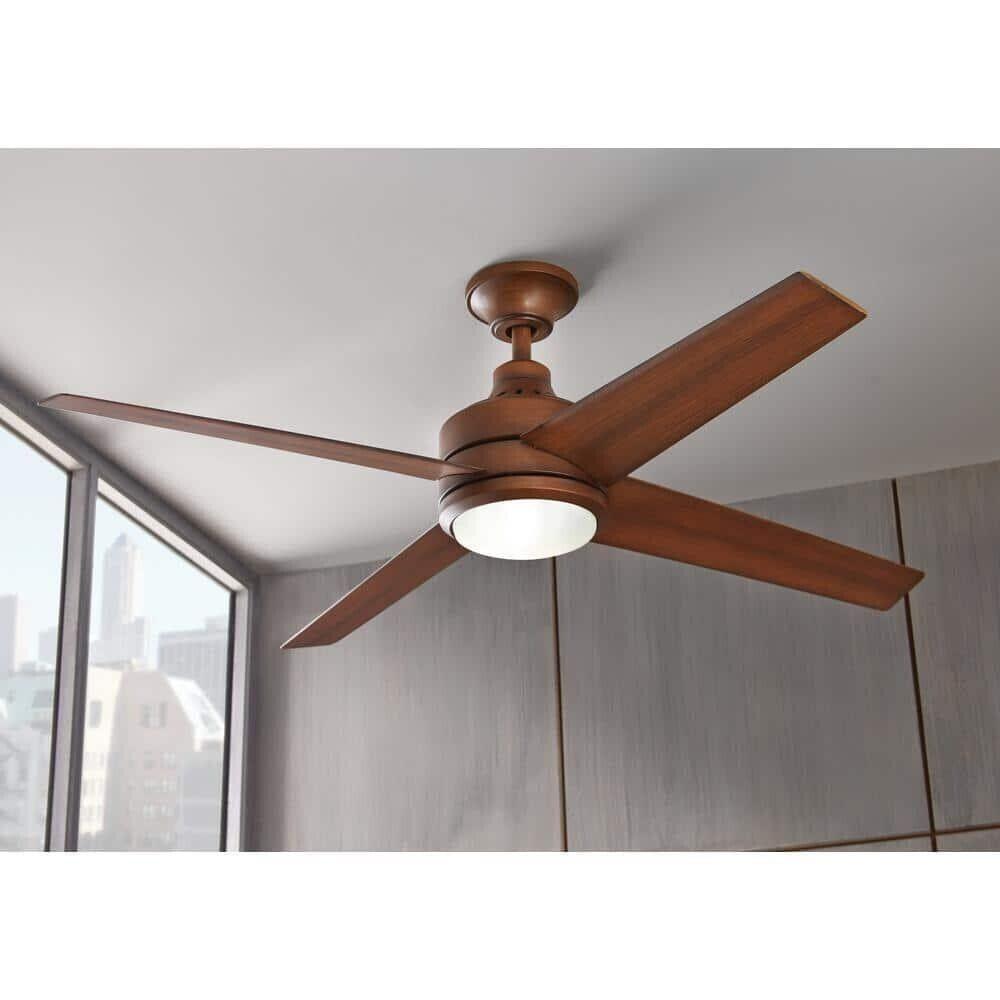 Home Decorators Mercer 52 in. LED Indoor Distressed Koa Ceiling Fan with Remote - Like New