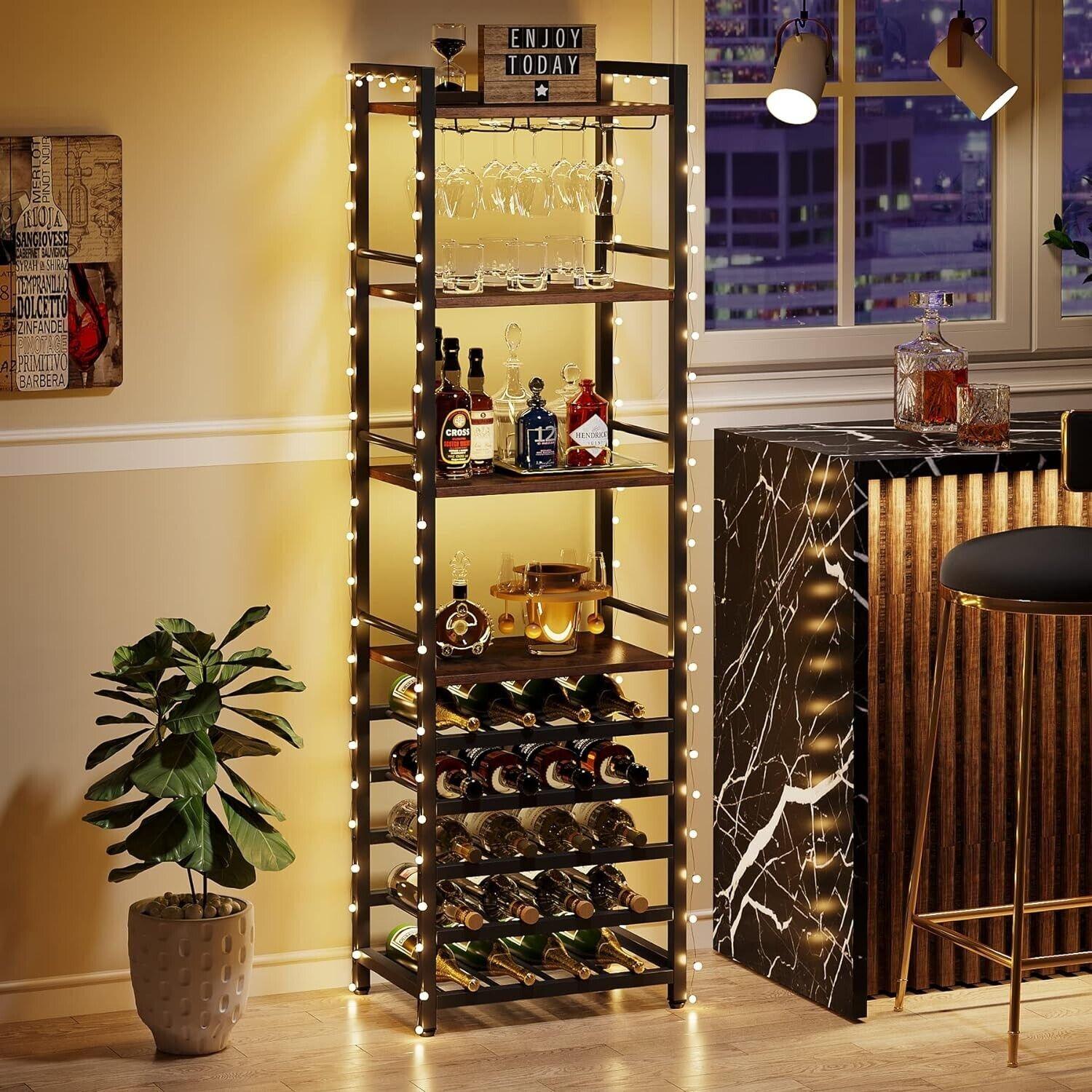 Tribesigns 20 Bottle Wine Bakers Rack, 9 Tier Freestanding Wine Rack With Glass - Like New