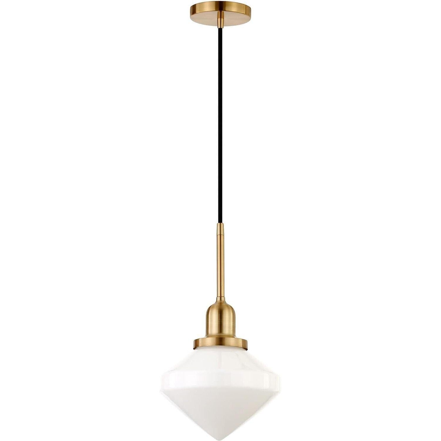 Zariza 8&quot; Wide Pendant with Glass Shade in Brass/White Milk - Like New