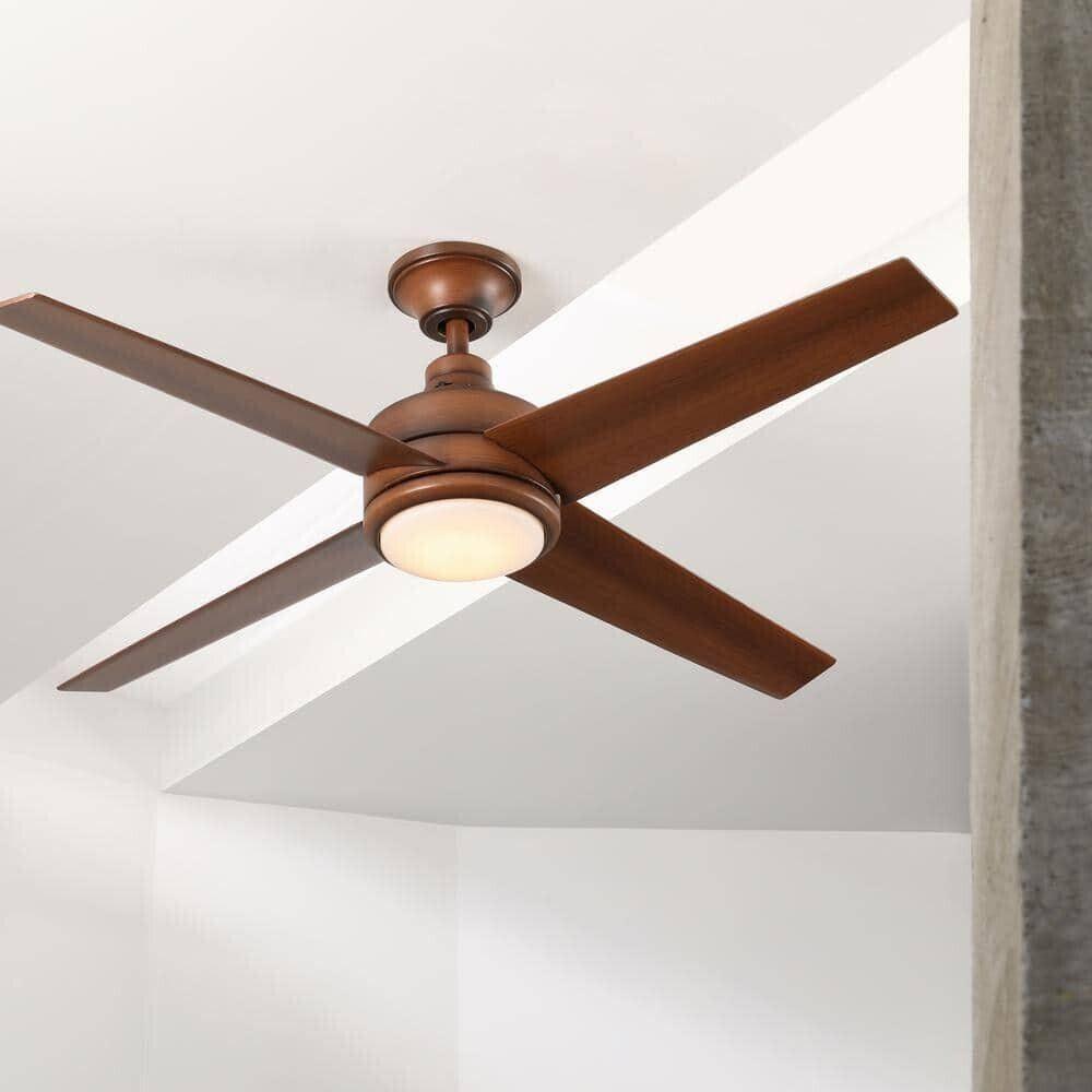 Home Decorators Mercer 52 in. LED Indoor Distressed Koa Ceiling Fan with Remote - Like New