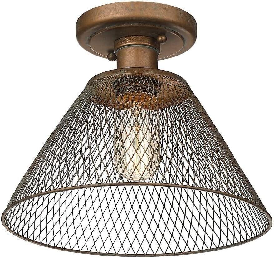 Golden Lighting 0304-SF Carver 10&quot;W Semi-Flush Ceiling Fixture - Copper