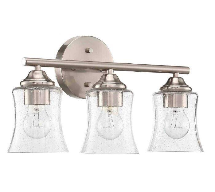 Pia Ricco 17.69 in. 3-Light Bathroom Light Fixtures Brushed Nickel Vanity Light