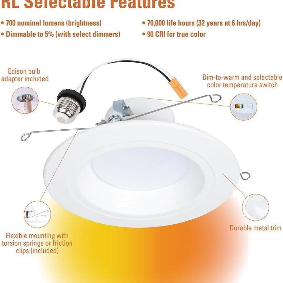 HALO RL56 Series 5/6-inch recessed LED.Selectable CCT Integrated LED Matte White