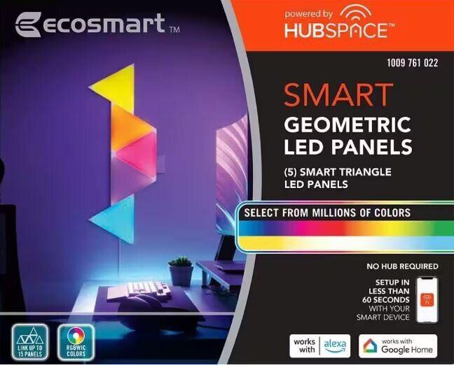 EcoSmart Smart Color Changing Dimmable 5 Geometric Triangle LED Light Panels