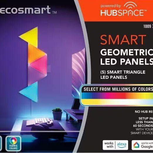 EcoSmart Smart Color Changing Dimmable 5 Geometric Triangle LED Light Panels