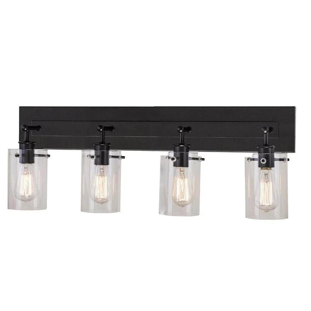 Hampton BayRegan 29.13 in. 4-Light Espresso Vanity Light with Clear Glass Shades - Like New