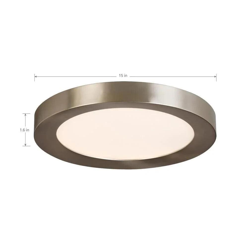 Home Decorators Collection Calloway 15 in. Brushed Nickel Selectable LED Flush M