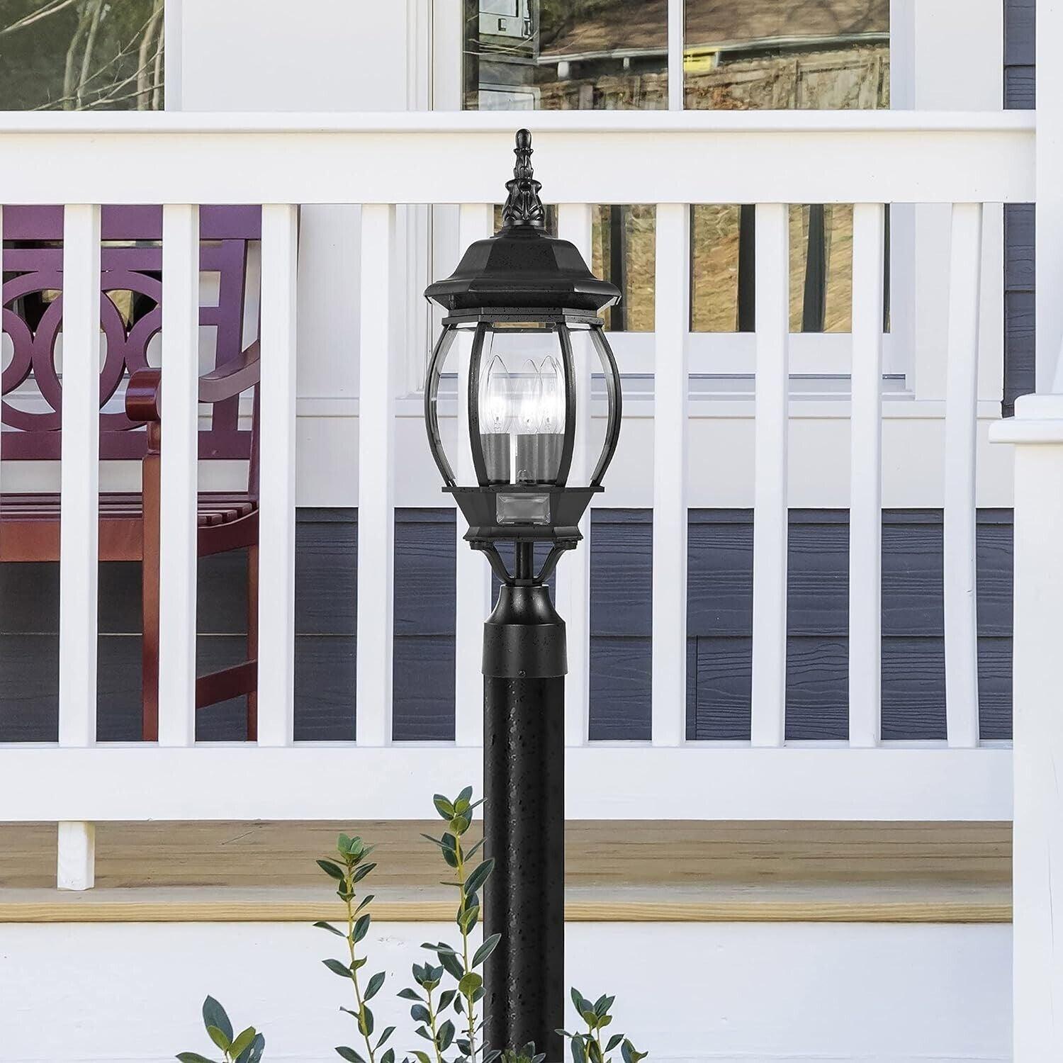 NUVO 60/899 Central Park Outdoor 3-Light Post Lantern,  21 x 7.4 in (Black)