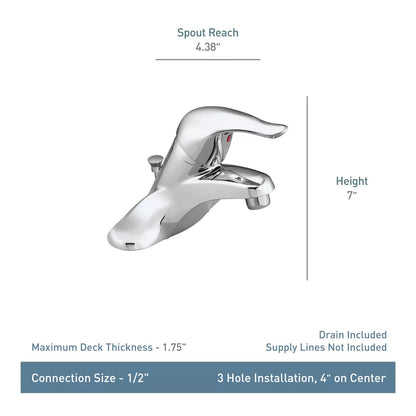 Moen Chateau L4621 Single Handle Centerset Bathroom Faucet (Valve Included)