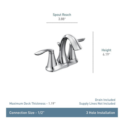 Moen Eva 6410BN Brushed Nickel Two-Handle Centerset Bathroom Faucet with Drain (Valve Included)