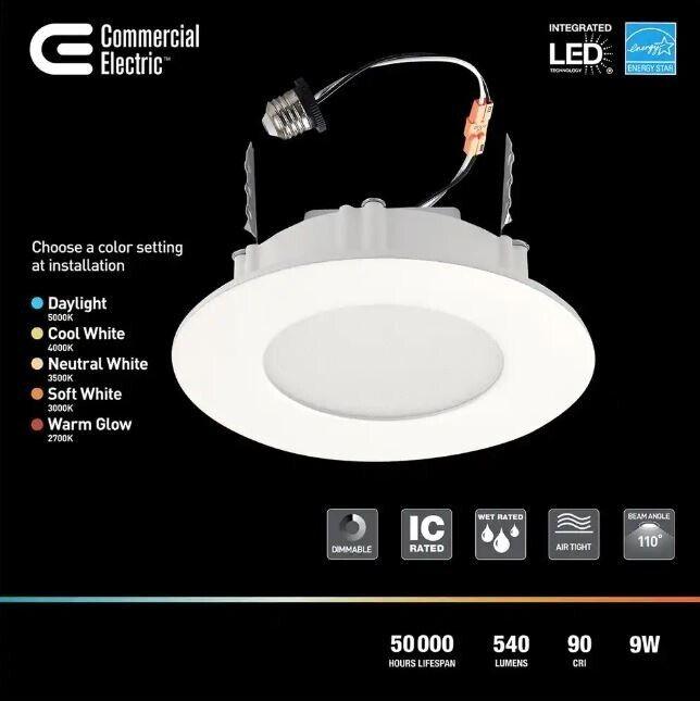 Commercial Electric 6in LED Retrofit Ultra-Slim White Recessed Light Trim 91846