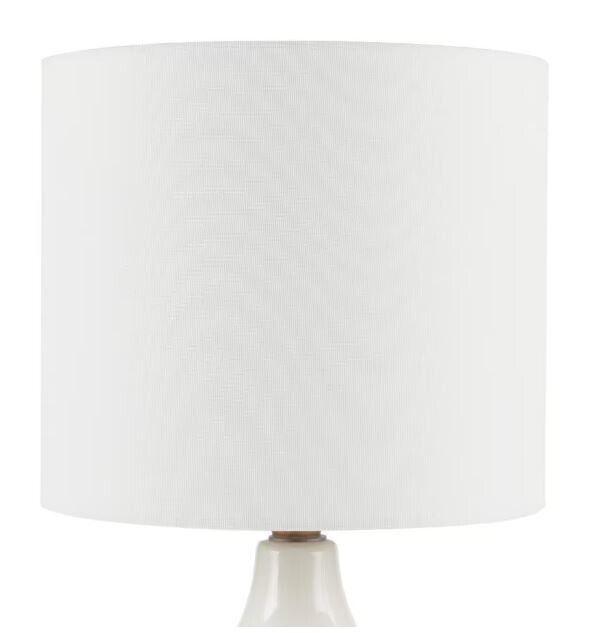 Hampton Bay Saddlebrook 21.5&quot; Cream Ceramic and Faux Wood Table Lamp with Shade