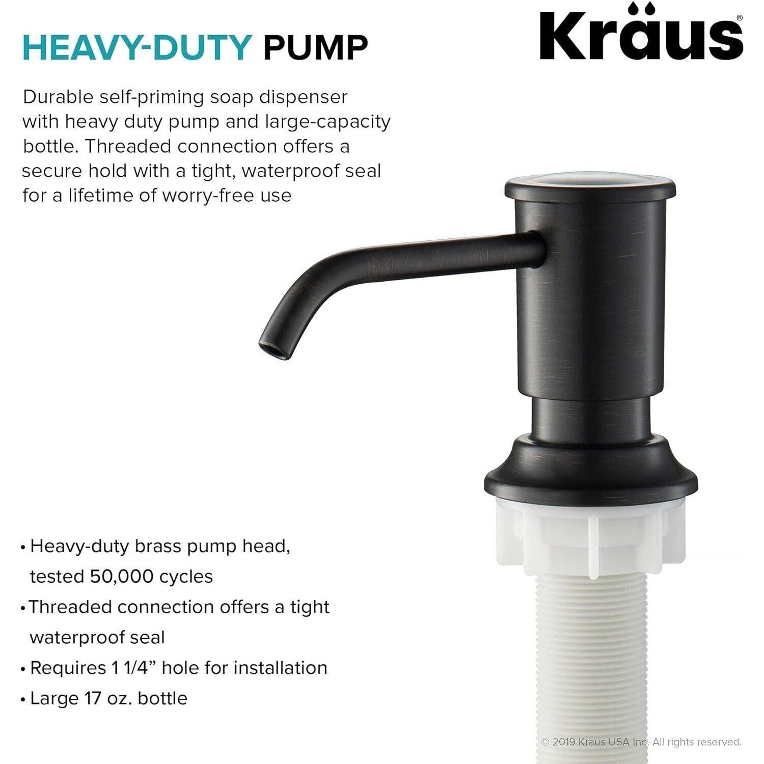 Kraus KSD-80ORB Deck Mounted Soap Dispenser 17 oz Capacity Oil Rubbed Bronze