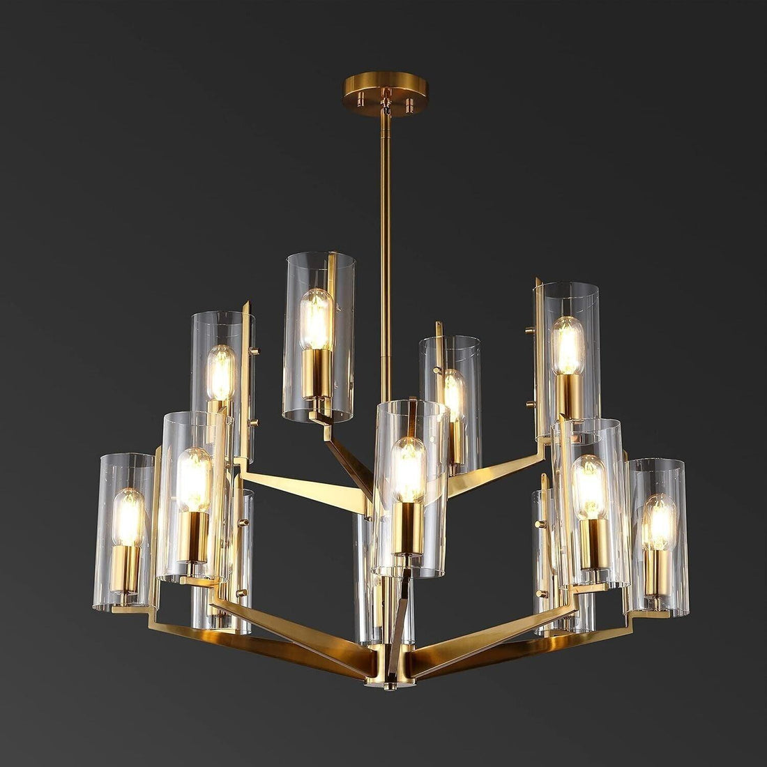 Safavieh Couture Lighting Collection Jennica Art Deco Glam Gold Glass Chandelier