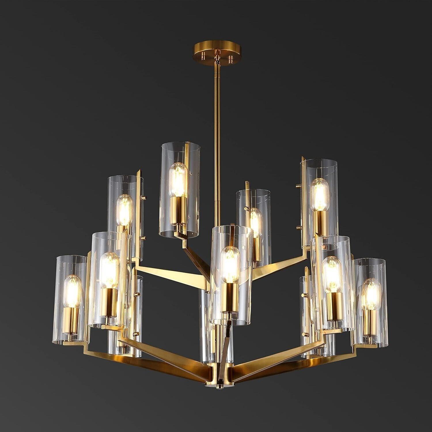 Safavieh Couture Lighting Collection Jennica Art Deco Glam Gold Glass Chandelier