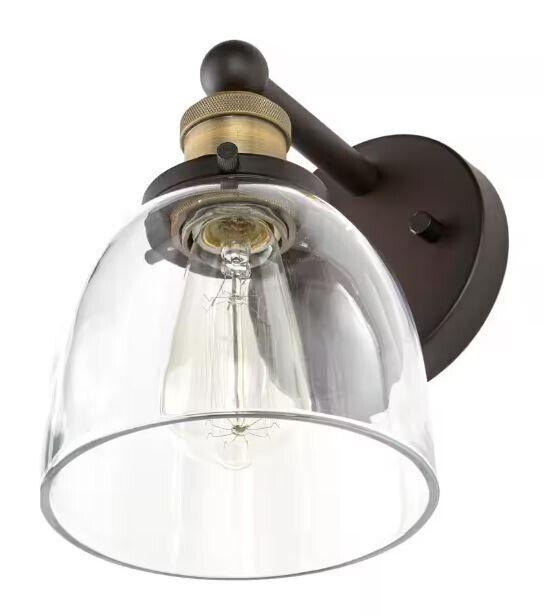 Home Decorators Collection Evelyn 1 Light Wall Sconce Bronze Finish/Clear Glass - Like New