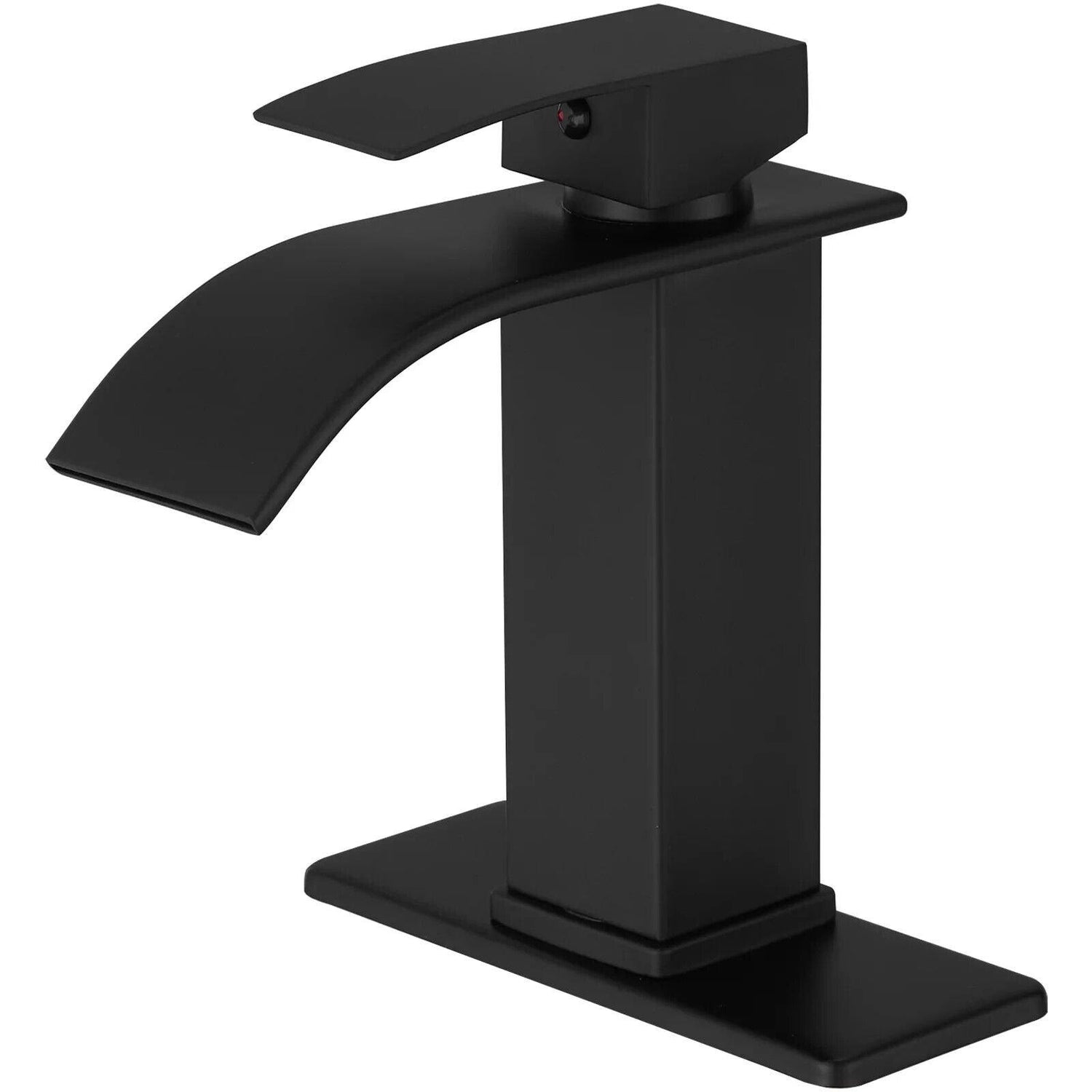 BWE Waterfall Single Handle Single Hole Low-Arc Bathroom Faucet in Matte Black