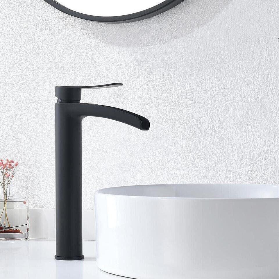 Phiestina Single-Handle Tall Waterfall Vessel Sink Bathroom Faucet Matte Black